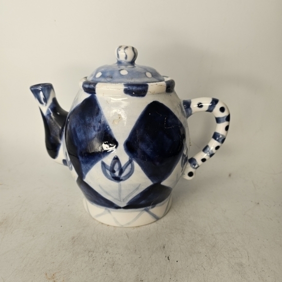 Anthropologie vintage blue and white Asian teapot - Picture 2 of 4